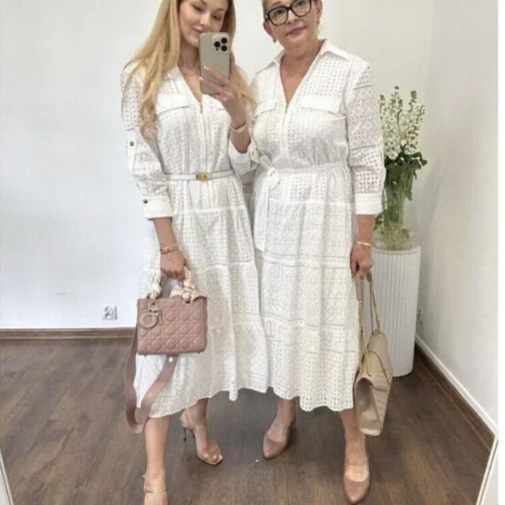 Zara embroidered midi cotton dress